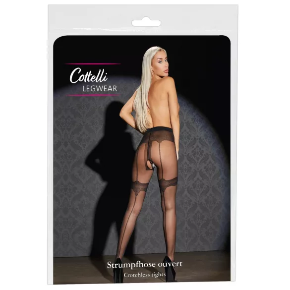 Cottelli - bas résille ouverts motif exclusif - noir - 5