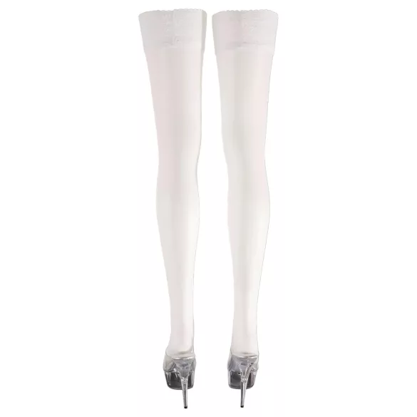 Cottelli - Bas autofixants satinés - blanc - 5/XL
