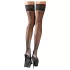 Cottelli - bas jarretières motif fleur liseré rayé - noir
