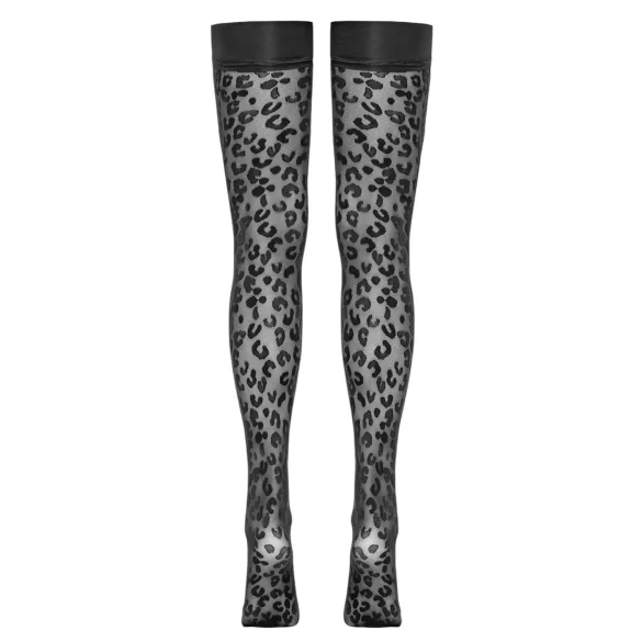 Cottelli Legwear - bas jarretières léopard - noir - 3