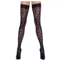 Cottelli Legwear - bas jarretières léopard - noir - 5