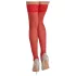 Cottelli - bas autofixants dentelle fleurie - rouge