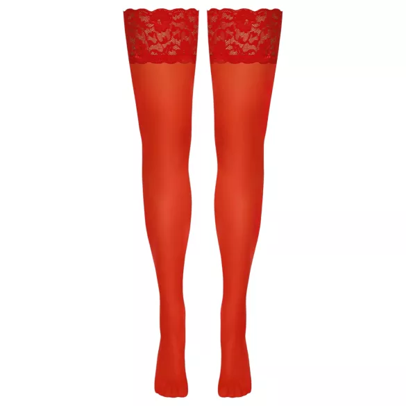Cottelli - bas autofixants dentelle fleurie - rouge