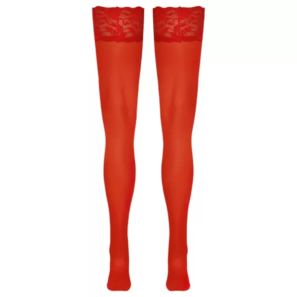 Cottelli - bas autofixants dentelle fleurie - rouge