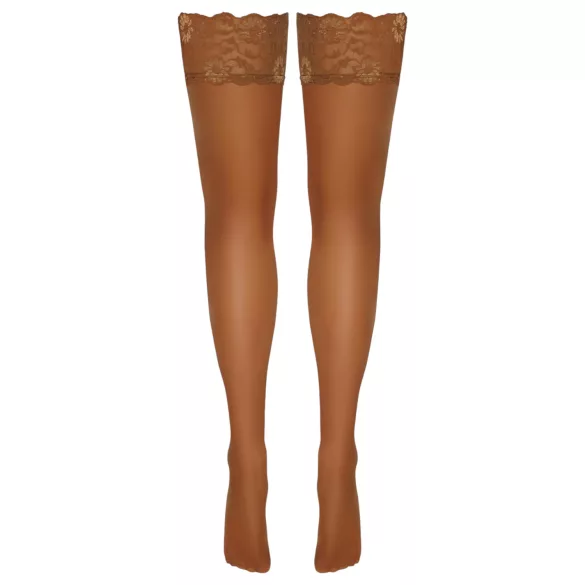 Cottelli - bas jarretières dentelle florale - beige - 3/M-L