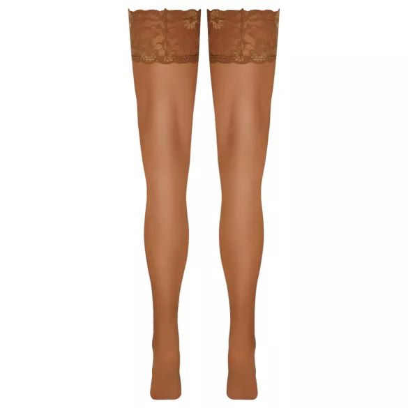 Cottelli - bas jarretières dentelle florale - beige - 3/M-L
