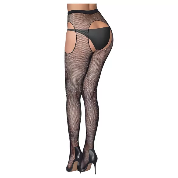 Cottelli Legwear - bas résilles ouvertes - effet brillant - noir (S-L)