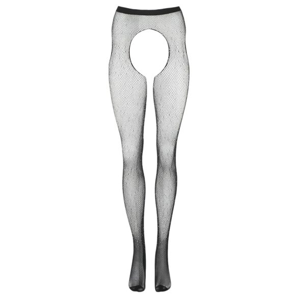 Cottelli Legwear - bas résilles ouvertes - effet brillant - noir (S-L)
