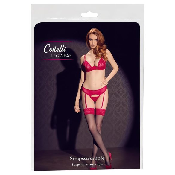 Cottelli - bas rouge dentelle (noir) - 3