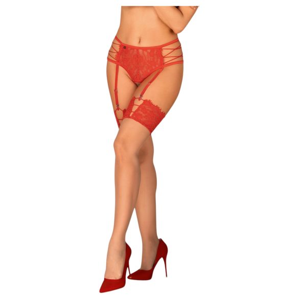 Obsessive - Bas en dentelle (rouge-naturel)