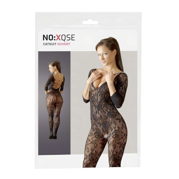 NO:XQSE - Body résille à motif floral - noir - taille S-L