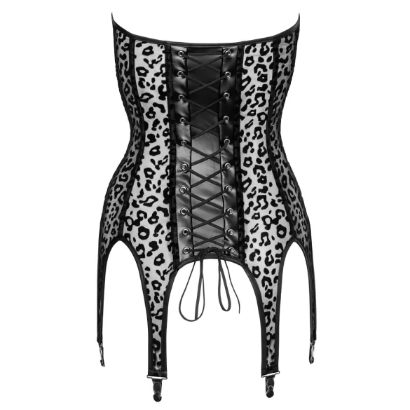 Noir - top porte-jarretelles léopard - noir