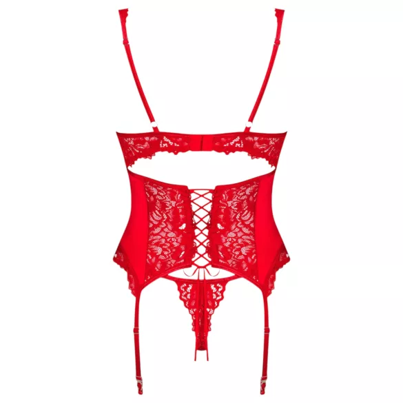 Obsessive - ensemble lingerie porte-jarretelles dentelle - rouge