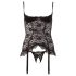 Top noir à volants dentelle avec jarretelles - 80C/L