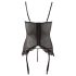 Top noir à volants dentelle avec jarretelles - 80C/L