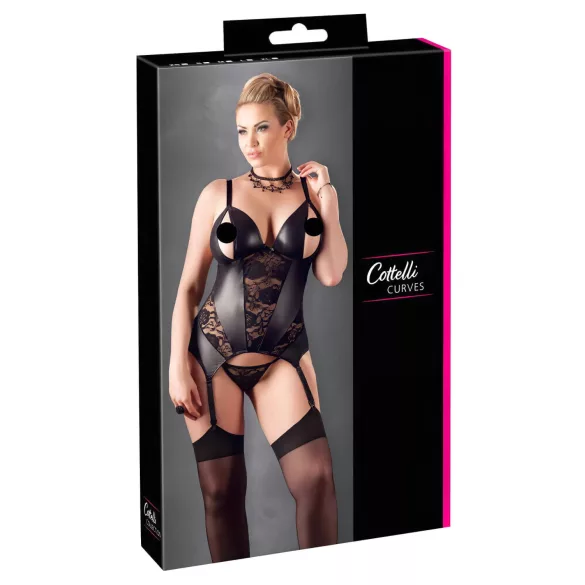 Cottelli - Haut femme grande taille à motif fleuri - noir - XXXXL