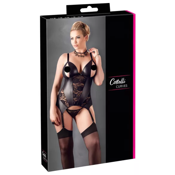 Cottelli - Haut femme grande taille à motif fleuri - noir - XXXXL
