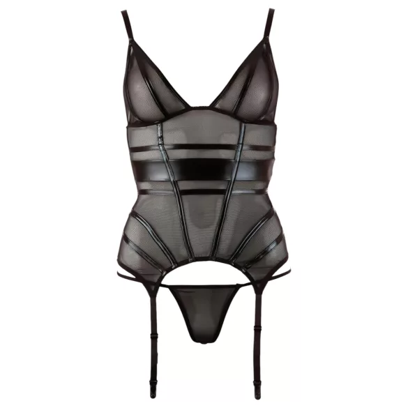 Cottelli - top transparent rayé brillant - noir