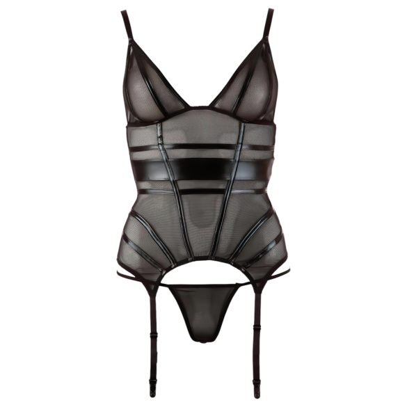 Cottelli - top transparent rayé brillant - noir - L