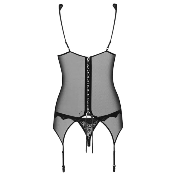 Obsessive - Ensemble soutien-gorge brodé et string - noir - L/XL