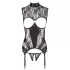 Abierta Fina - ensemble ouvert en dentelle scintillante - noir - XL
