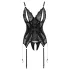 Cottelli - ensemble haut ouvert en dentelle et string - noir