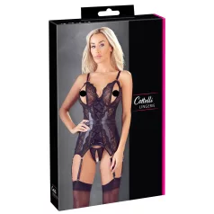   Cottelli - ensemble haut ouvert en dentelle et string - noir - M