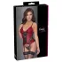 Cottelli - corset porte-jarretelles à empiècements en dentelle avec string (rouge)
