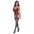 Cottelli - corset porte-jarretelles à empiècements en dentelle avec string (rouge) - M