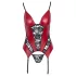 Cottelli - corset porte-jarretelles à empiècements en dentelle avec string (rouge) - M