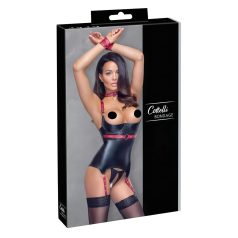 Cottelli Bondage - Haut push-up brillant avec collier - noir