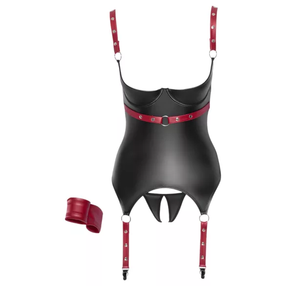 Cottelli Bondage - Haut push-up brillant avec collier - noir