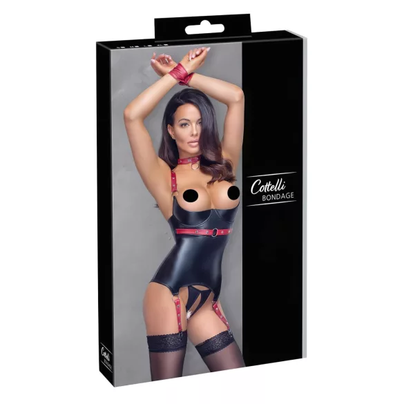 Cottelli Bondage - Haut push-up brillant avec collier - noir - M