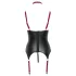 Cottelli Bondage - Haut push-up brillant avec collier - noir - XL
