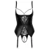 Abierta Fina - soutien-gorge ouvert avec porte-jarretelles - noir