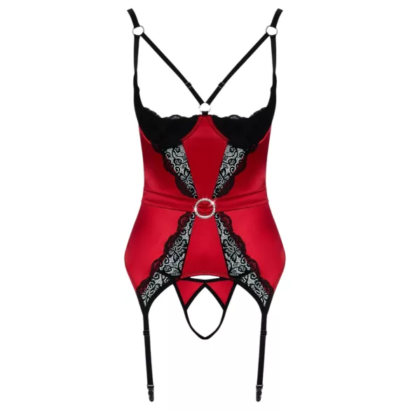 Cottelli - soutien-gorge demi-bonnets en dentelle - ensemble - rouge