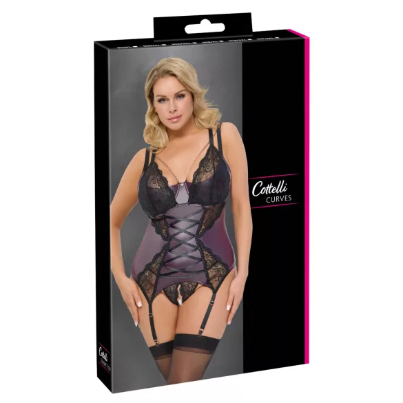 Cottelli Curves - Ensemble de lingerie en dentelle à lacets (violet)