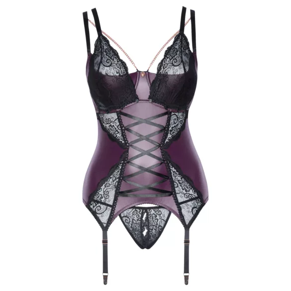 Cottelli Curves - Ensemble de lingerie en dentelle à lacets (violet)