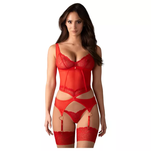 Obsessive Cupide Desir - ensemble haut transparent dentelle rouge
