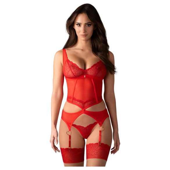 Obsessive Cupide Desir - ensemble haut transparent dentelle rouge - L/XL