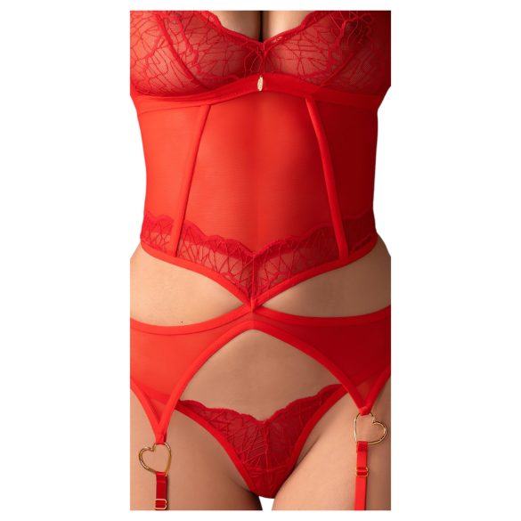 Obsessive Cupide Desir - ensemble haut transparent dentelle rouge - L/XL