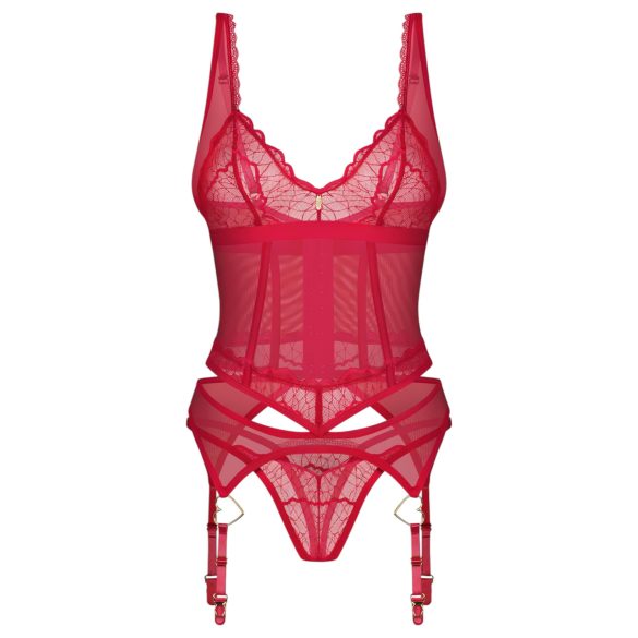 Obsessive Cupide Desir - ensemble haut transparent dentelle rouge - L/XL