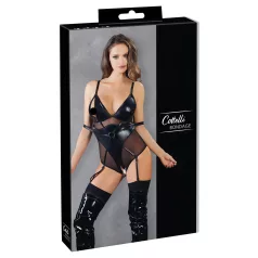Cottelli Bondage - body brillant avec menottes - noir
