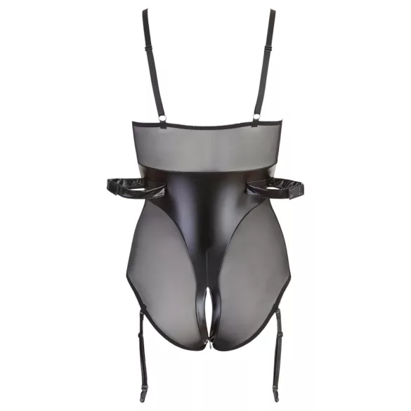 Cottelli Bondage - body brillant avec menottes - noir