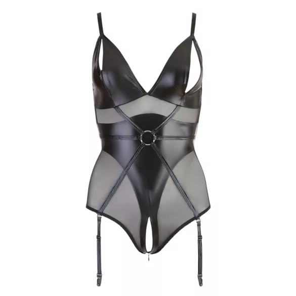 Cottelli Bondage - body brillant avec menottes - noir - XL