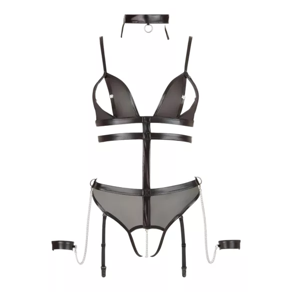Cottelli Bondage - body ouvert à sangles et chaînes - noir - L