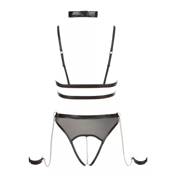 Cottelli Bondage - body ouvert à sangles et chaînes - noir - L