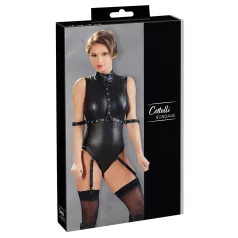   Cottelli Bondage - body sans manches brillant et menottes pour bras - noir - M