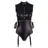 Cottelli Bondage - body sans manches brillant et menottes pour bras - noir - M