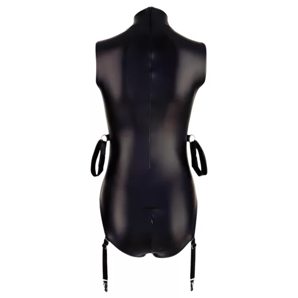 Cottelli Bondage - body sans manches brillant et menottes pour bras - noir - M